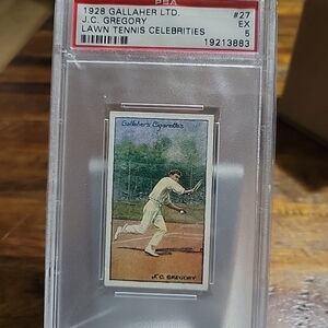 1928 Gallaher LTD J. C. Gregory Lawn Tennis Celebrities Card PSA 5